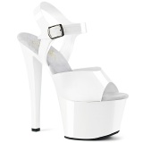 Chaussure blanc talon haut plateforme 18 cm SKY-308N JELLY-LIKE matriau extensible