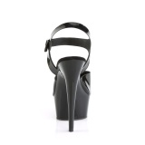 Chaussure noirs talon haut plateforme 15 cm DELIGHT-608N JELLY-LIKE matriau extensible