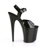Chaussure noirs talon haut plateforme 20 cm FLAMINGO-808N JELLY-LIKE matériau extensible
