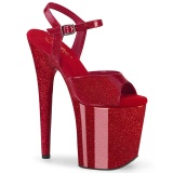 Chaussure rouge talon haut 20 cm FLAMINGO-809GP etincelle talons hauts plateforme