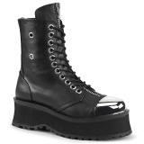 Cuir Vegan GRAVEDIGGER-10 bottes  cap d acier - bottes de combat unisex