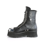 Cuir Vegan GRAVEDIGGER-10 bottes  cap d acier - bottes de combat unisex