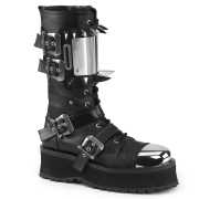 Cuir Vegan GRAVEDIGGER-250 bottes  cap d acier - bottes de combat demoniacult