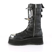 Cuir Vegan GRAVEDIGGER-250 bottes  cap d acier - bottes de combat demoniacult