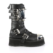 Cuir Vegan GRAVEDIGGER-250 bottes  cap d acier - bottes de combat demoniacult