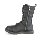 Cuir Vegan RIOT-12BK bottes  cap d acier - bottes de combat demonia