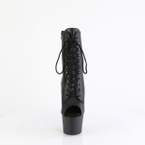 Cuir vritable 18 cm ADORE-1021 bottines plate-forme et bout ouvert noir