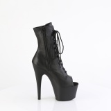 Cuir vritable 18 cm ADORE-1021 bottines plate-forme et bout ouvert noir