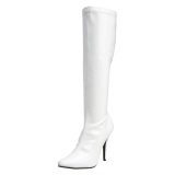 Cuir verni blanches 13 cm SEDUCE-2000 bottes  talon aiguille bout pointu