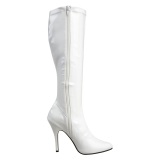 Cuir verni blanches 13 cm SEDUCE-2000 bottes  talon aiguille bout pointu