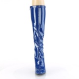 Cuir vernis bleues 13 cm SEDUCE-2000 bottes  talon aiguille bout pointu