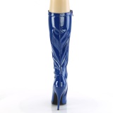 Cuir vernis bleues 13 cm SEDUCE-2000 bottes  talon aiguille bout pointu