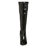 Cuir vernis noires 13 cm SEDUCE-2000 bottes  talon aiguille bout pointu