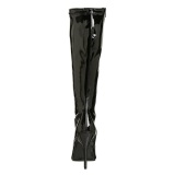 Cuir vernis noires 13 cm SEDUCE-2000 bottes  talon aiguille bout pointu