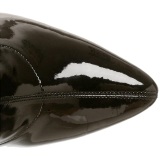 Cuir vernis noires 13 cm SEDUCE-2000 bottes à talon aiguille bout pointu