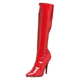 Cuir vernis rouge 13 cm SEDUCE-2000 bottes  talon aiguille bout pointu