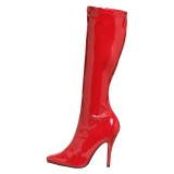 Cuir vernis rouge 13 cm SEDUCE-2000 bottes  talon aiguille bout pointu