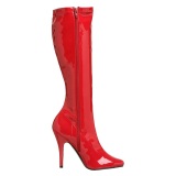 Cuir vernis rouge 13 cm SEDUCE-2000 bottes  talon aiguille bout pointu