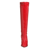 Cuir vernis rouge 13 cm SEDUCE-2000 bottes  talon aiguille bout pointu