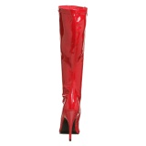 Cuir vernis rouge 13 cm SEDUCE-2000 bottes à talon aiguille bout pointu