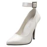 Escarpins blanc verni 13 cm SEDUCE-431 escarpins  talons avec sangle de cheville