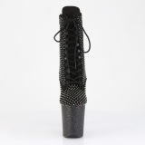 FLAMINGO-1020RM 20 cm bottine talon haut femme pleaser strass noir