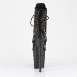 FLAMINGO-1020RM 20 cm bottine talon haut femme pleaser strass noir