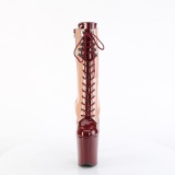 FLAMINGO-1054DC - 20 cm plateforme bottine haut talon verni burgundy