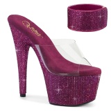 Fuchsia 18 cm 712RS sandales talon haut avec manchette de cheville strass plateforme