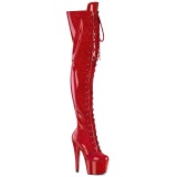 Glitter 18 cm ADORE-3020GP bottes cuissardes talons hauts  lacets rouge