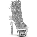 Glitter 18 cm SPECTATOR-1018G bottines plate-forme et bout ouvert argent