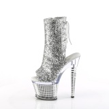 Glitter 18 cm SPECTATOR-1018G bottines plate-forme et bout ouvert argent