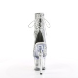 Glitter 18 cm SPECTATOR-1018G bottines plate-forme et bout ouvert argent