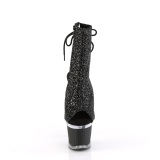 Glitter 18 cm SPECTATOR-1018G bottines plate-forme et bout ouvert noir