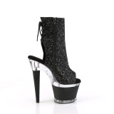 Glitter 18 cm SPECTATOR-1018G bottines plate-forme et bout ouvert noir