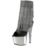 Gris 18 cm ADORE-1024RSF bottines a frangees pour femmes a talon