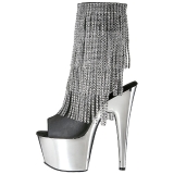 Gris 18 cm ADORE-1024RSF bottines a frangees pour femmes a talon