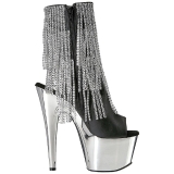 Gris 18 cm ADORE-1024RSF bottines a frangees pour femmes a talon