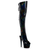 Hologramme 18 cm ADORE-3019HWR talons hauts bottes cuissardes bout ouvert noires