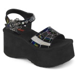 Hologramme 6,5 cm Demonia FUNN-10 emo lolita sandale talon compens plateforme