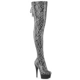 Motif serpent 15 cm DELIGHT Plateforme bottes cuissardes  lacets noires