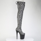 Motif serpent 20 cm 3008SP-BT Plateforme bottes cuissardes  lacets noires