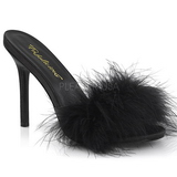 Noir 10 cm CLASSIQUE-01F mules femmes avec plumes de marabout