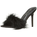 Noir 10 cm CLASSIQUE-01F mules femmes avec plumes de marabout