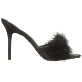 Noir 10 cm CLASSIQUE-01F mules femmes avec plumes de marabout