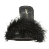 Noir 10 cm CLASSIQUE-01F mules femmes avec plumes de marabout