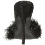 Noir 10 cm CLASSIQUE-01F mules femmes avec plumes de marabout