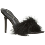 Noir 10 cm CLASSIQUE-01F mules femmes avec plumes de marabout