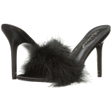 Noir 10 cm CLASSIQUE-01F mules femmes avec plumes de marabout