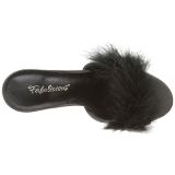 Noir 10 cm CLASSIQUE-01F mules femmes avec plumes de marabout